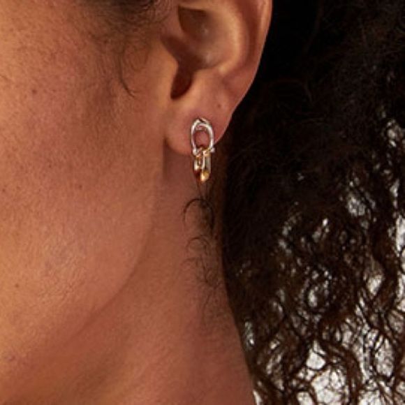 Coach Signature C Double Drop Stud Earrings - Picture 3 of 3